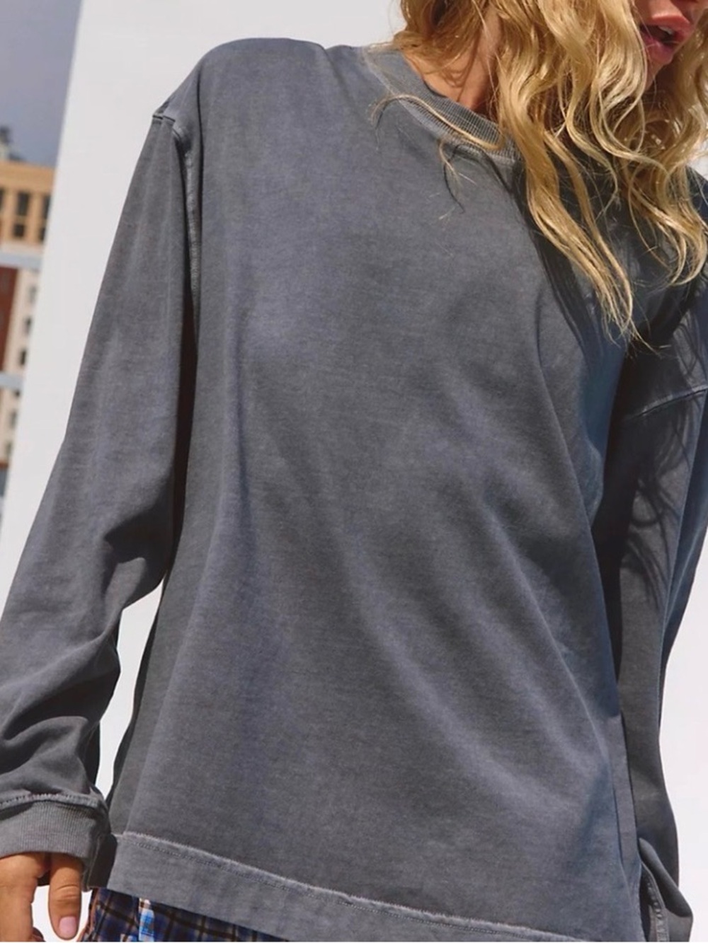 Free People Oversized Long Sleeve Crewneck Top